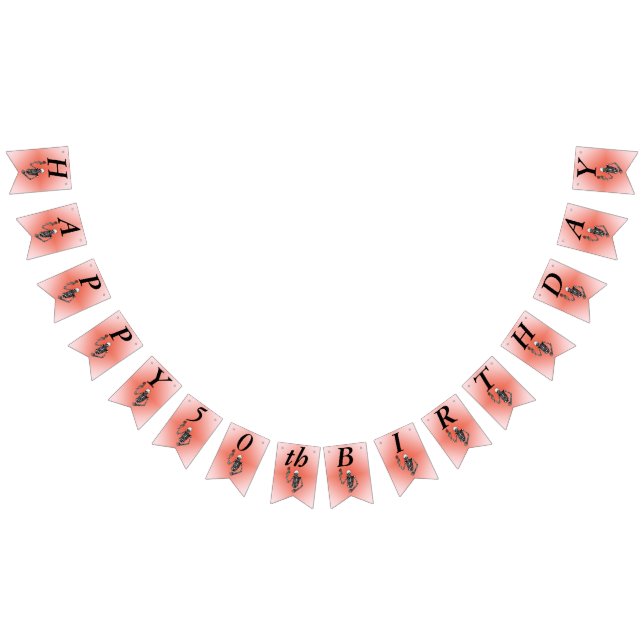 Happy Birthday Skeleton Holding Red Rose on Stem Bunting (All)