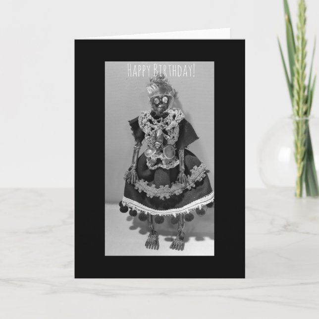 Happy Birthday Skeleton Woman Card (Front)