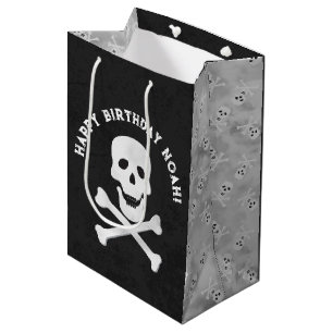 Happy Birthday Skull and Bones Gift Bag