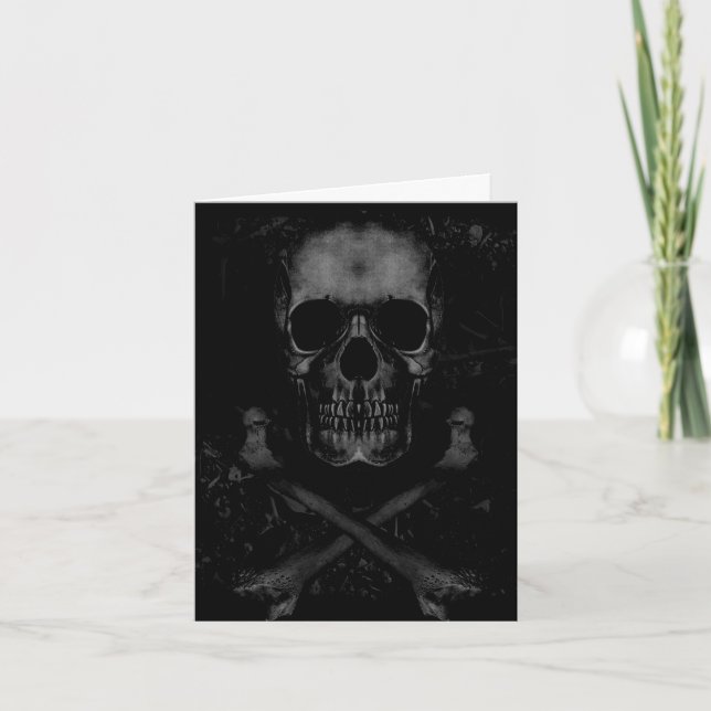 Happy Birthday Skull Crossbones Humour Funny Card (Front)