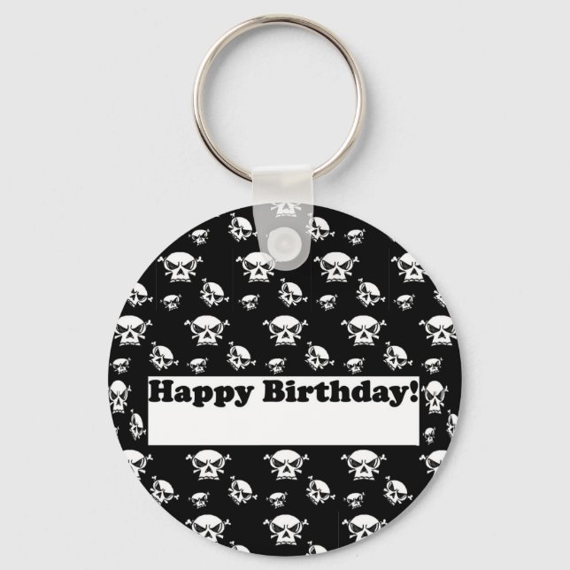 Happy Birthday Skulls Template Key Ring (Front)