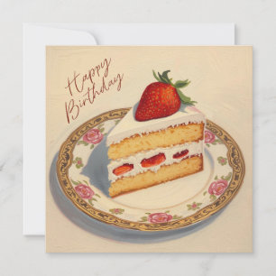 Happy Birthday Slice of Strawberry Cake Card
