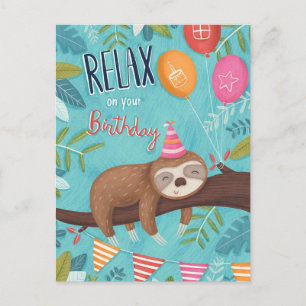 Happy Birthday Sloth Postcard
