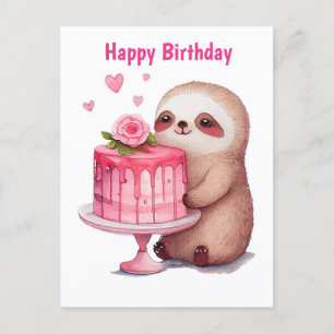 Happy Birthday Sloth Postcard