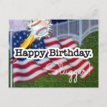 Happy birthday slugger baseball postcard<br><div class="desc">Happy birthday slugger baseball postcard.</div>