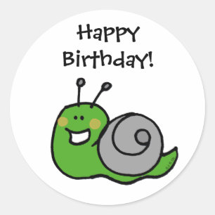Happy Birthday! (snail) Classic Round Sticker