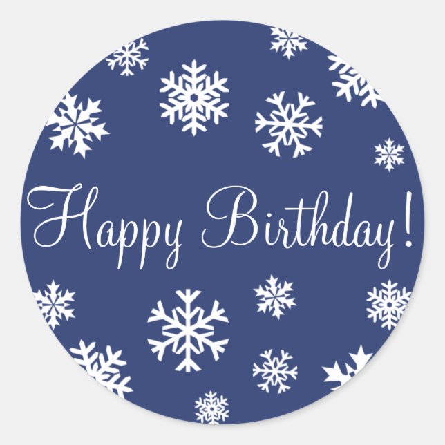 Happy Birthday Snowflakes Envelope Sticker Seal (Front)