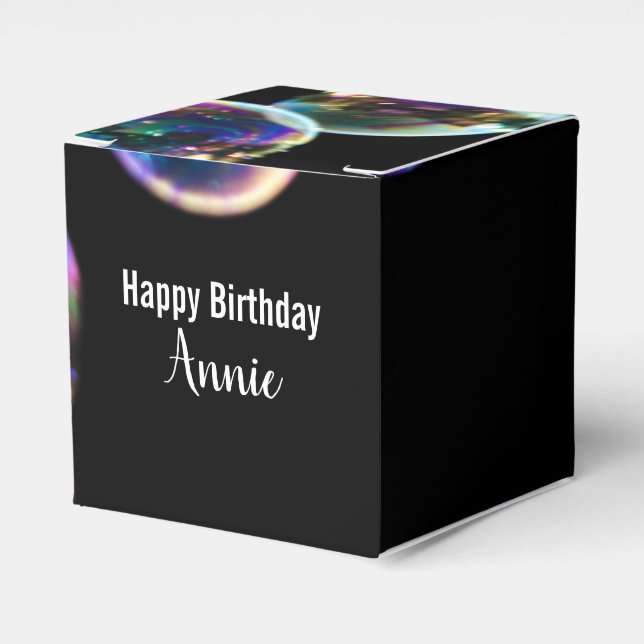 Happy Birthday Soap Bubbles with Custom Name Favour Box (Front Side)