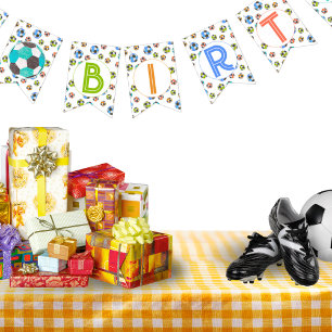 Happy Birthday Soccer Balls Bunting Banner