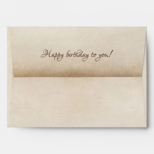 happy birthday soft sepia texture envelope