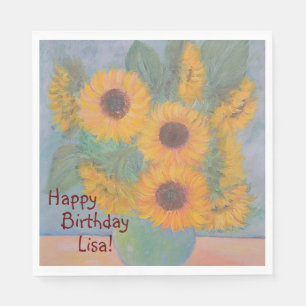 Happy Birthday Soft Sunflower Napkin