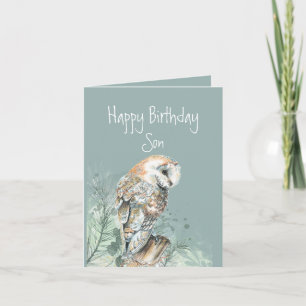 Happy Birthday Son Barn Owl Holiday Card