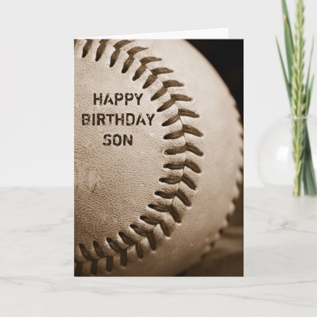 Happy Birthday Son Baseball Greeting Card (Front)