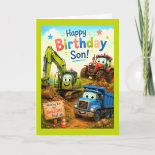 Happy Birthday Son Construction Machines Birthday Card