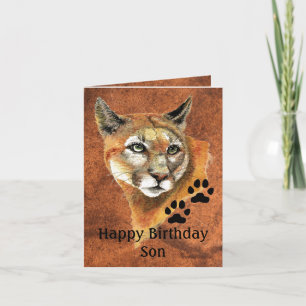 Happy Birthday Son Cougar, Puma, Mountain Lion Ani Card