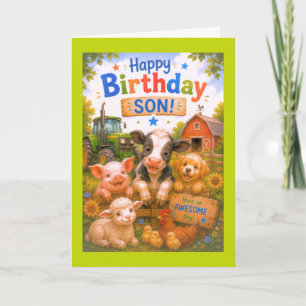 Happy Birthday Son Farm Animals Card