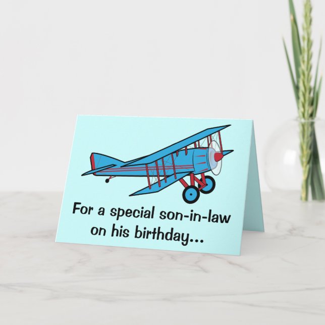 Happy Birthday Son-in-Law Aeroplane Card (Front)
