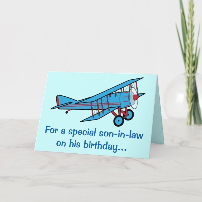 Happy Birthday Son-in-Law Aeroplane Card (Front)