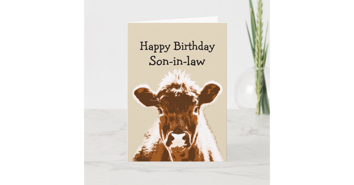 Happy Birthday Son-in-law Cow Joke Humour Card | Zazzle.co.uk