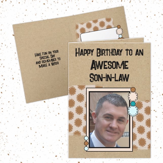 Happy Birthday son in law photo brown Card (Creator Uploaded)
