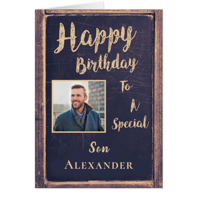 Happy Birthday Son Photo For Him Personalise Card (Front)