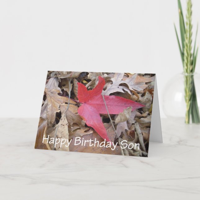 Happy Birthday Son - Red Leaf Card (Front)
