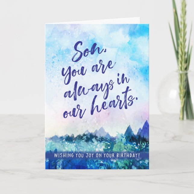 Happy Birthday, Son, You are Always in our Hearts Holiday Card (Front)
