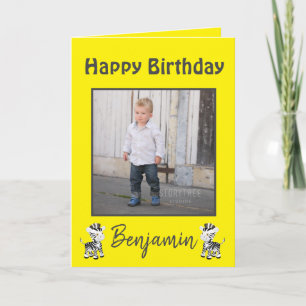 Happy Birthday Son Zebra Safari Yellow Holiday Card