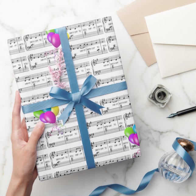 Happy Birthday Song And Balloons Wrapping Paper (Gifting)