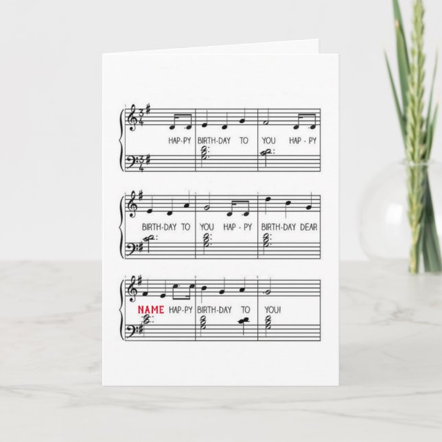Happy Birthday Song with Name Card (Front)