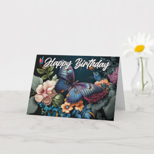 Happy Birthday   Sophisticated Butterfly Artwork Card