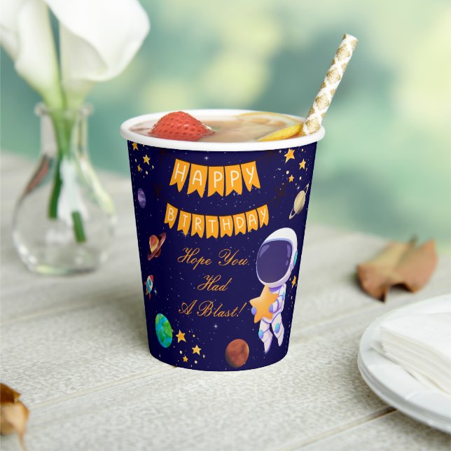 Happy Birthday Space Party Cup | Astronaut Theme (Insitu)