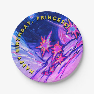 Happy Birthday Space Princess Paper Plate