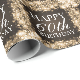 Happy Birthday Sparkling Lights Gold Wrapping Paper