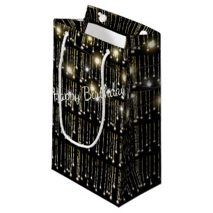 Happy Birthday sparkling lights on black Small Gift Bag
