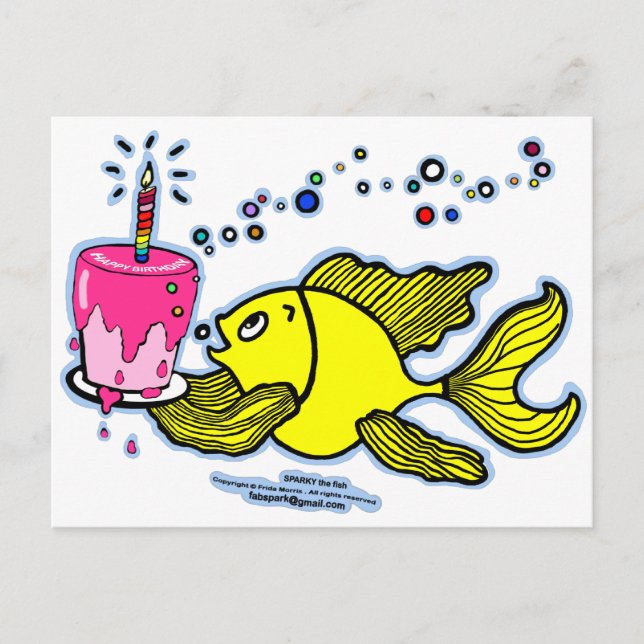 Happy Birthday, Sparky with a cake and candle Postcard (Front)