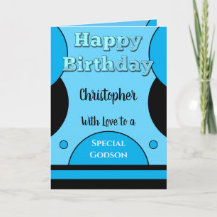 Happy Birthday special Godson blue and black Card