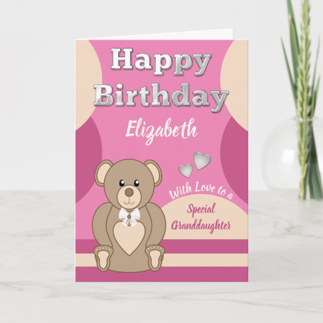 Happy Birthday special Granddaughter teddy bear Card (Front)