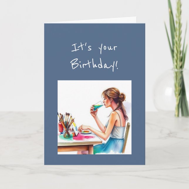 Happy Birthday Special Watercolor Artist Humor Card (Front)