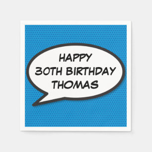 HAPPY BIRTHDAY Speech Bubble Fun Retro Comic Book Napkin