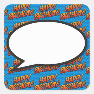 Happy Birthday Speech Bubble Fun Retro Comic Book Square Sticker
