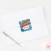 HAPPY BIRTHDAY Speech Bubble Fun Retro Comic Book Square Sticker (Envelope)