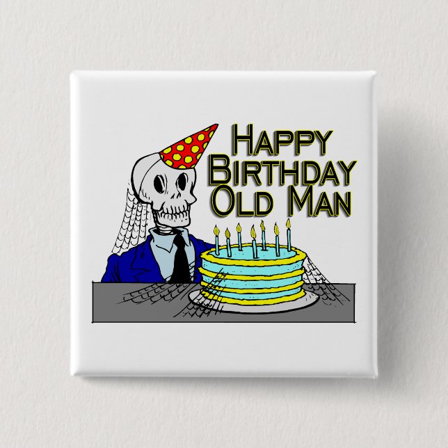 Happy Birthday Spider Web Old Man 15 Cm Square Badge (Front)