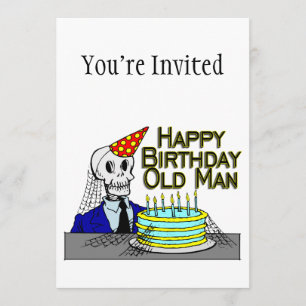 Happy Birthday Spider Web Old Man Invitation