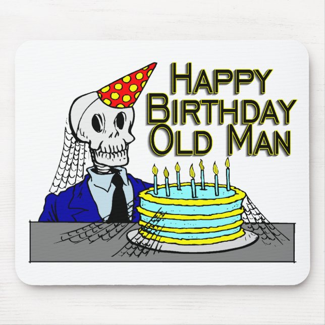 Happy Birthday Spider Web Old Man Mouse Mat (Front)