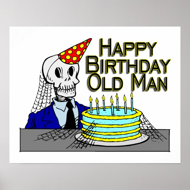Happy Birthday Spider Web Old Man Poster (Front)