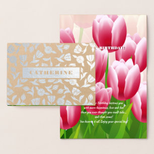 Happy Birthday. Sping Tulip Luxury Real Foil Cards