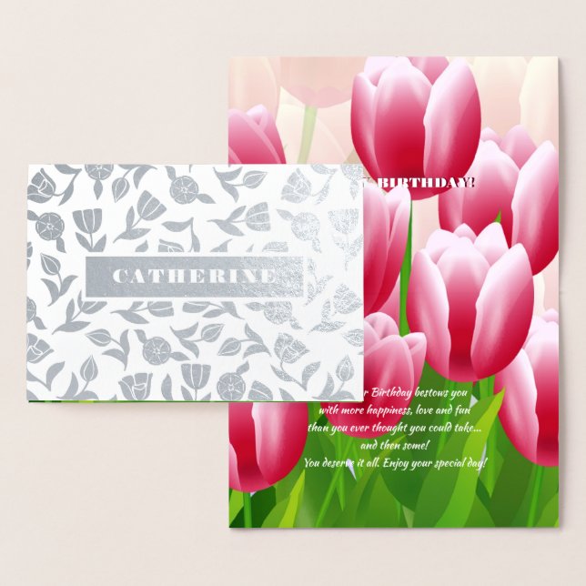 Happy Birthday. Sping Tulip Luxury Real Foil Cards (Display)