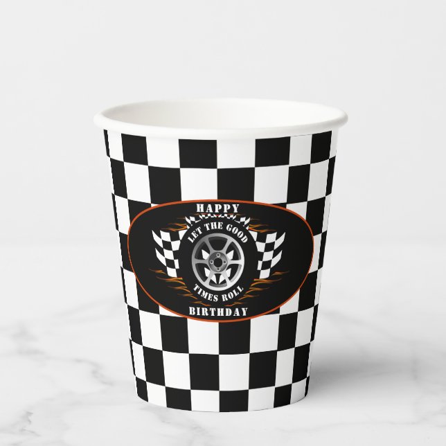 Happy Birthday Sports Car Racing Party Supplies  Paper Cups (Front)