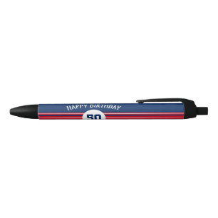 Happy Birthday Sports Jersey Stripes Name and Age Black Ink Pen